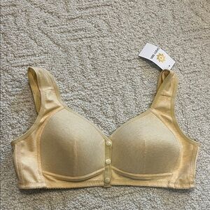 NWT yellow bra 2XL snap front padded tshirt bra polyester cotton